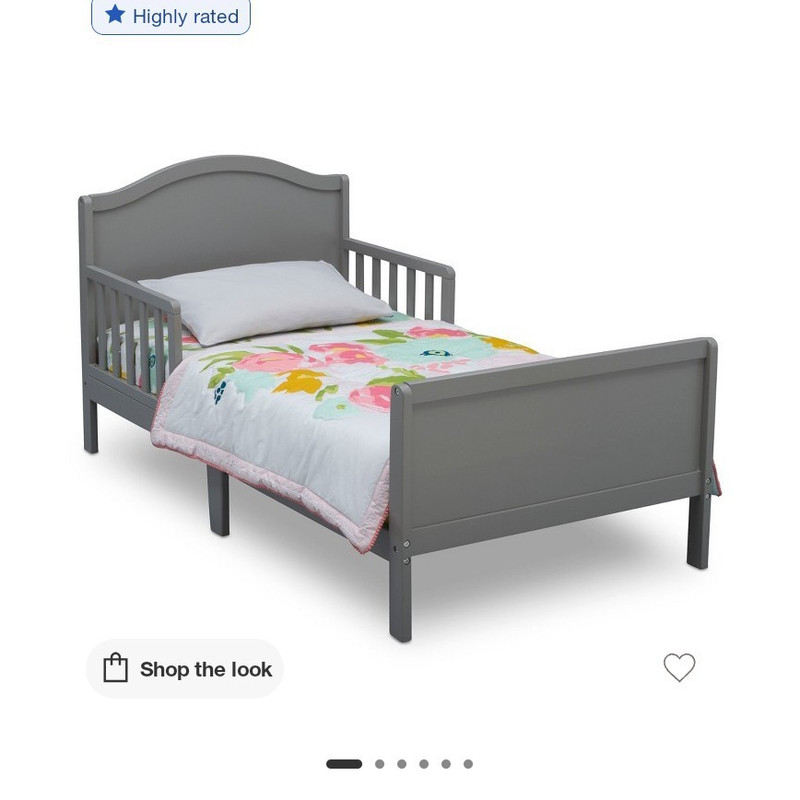 Delta Children Bennett Toddler Bed Gray Pine Wood Composite Headboard Footboard