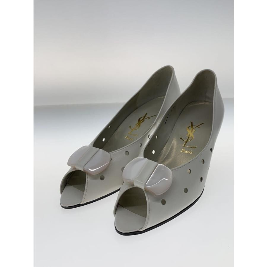 Decolte Yves Saint Laurent YSL tacco EU 34 5 pelle bianca dal Giappone 101499K Autentiche