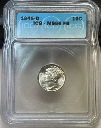 1945-D Mercury Dime - ICG MS66 FB - Scarce Gem!