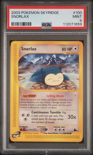 2003 POKEMON SKYRIDGE #100 SNORLAX PSA 9
