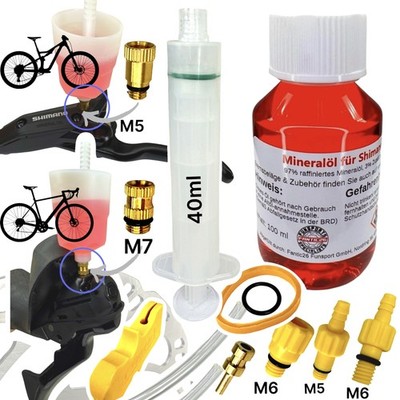Service Kit inkl 100ml Mineralöl für SHIMANO / Nutt Scheibenbremsen M5 Anschluss