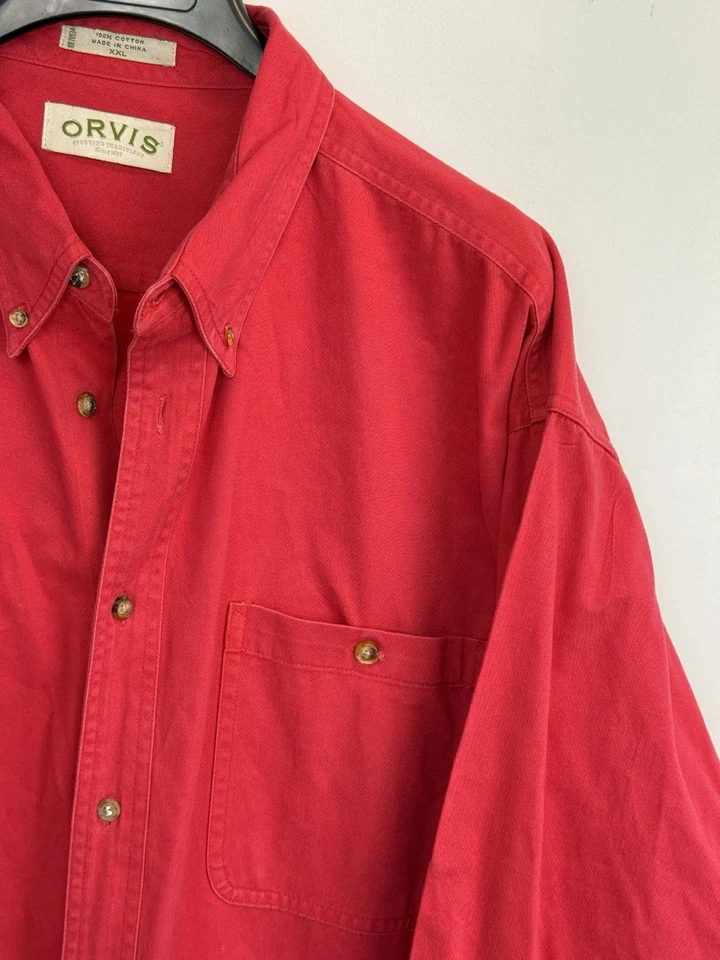 Orvis Long Sleeve Cotton Red Twill Quilted Hunting Safari Shooting Shirt XXL - Image 3 of 4