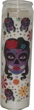 36085 - 8 Inch Day Of The Dead Girl Themed Fall Decorative Candle For Home Fragr