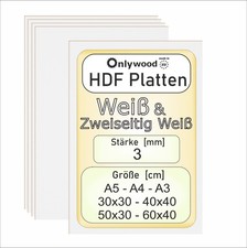 HDF MDF Platten - 3mm - Weiβ – Holzplatten - Lackiert - für Laser/CNC - Onlywood