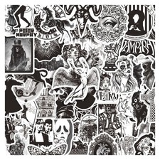 50pcs Retro Black White Gothic Skulls Graffiti Stickers /Waterproof stickers /