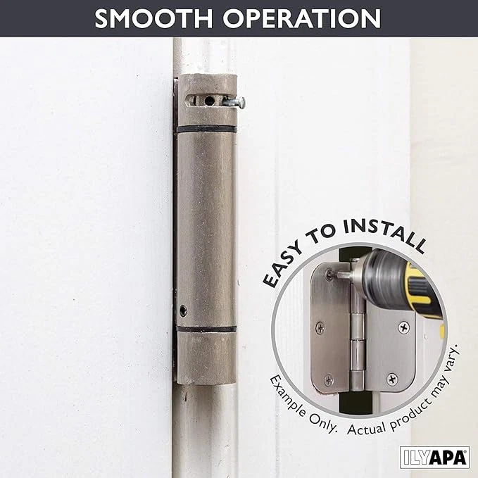 2 Pack of Self Closing Door Hinges Satin Nickel - 4 x 4 Inch Interior Hinges - Image 4 of 4