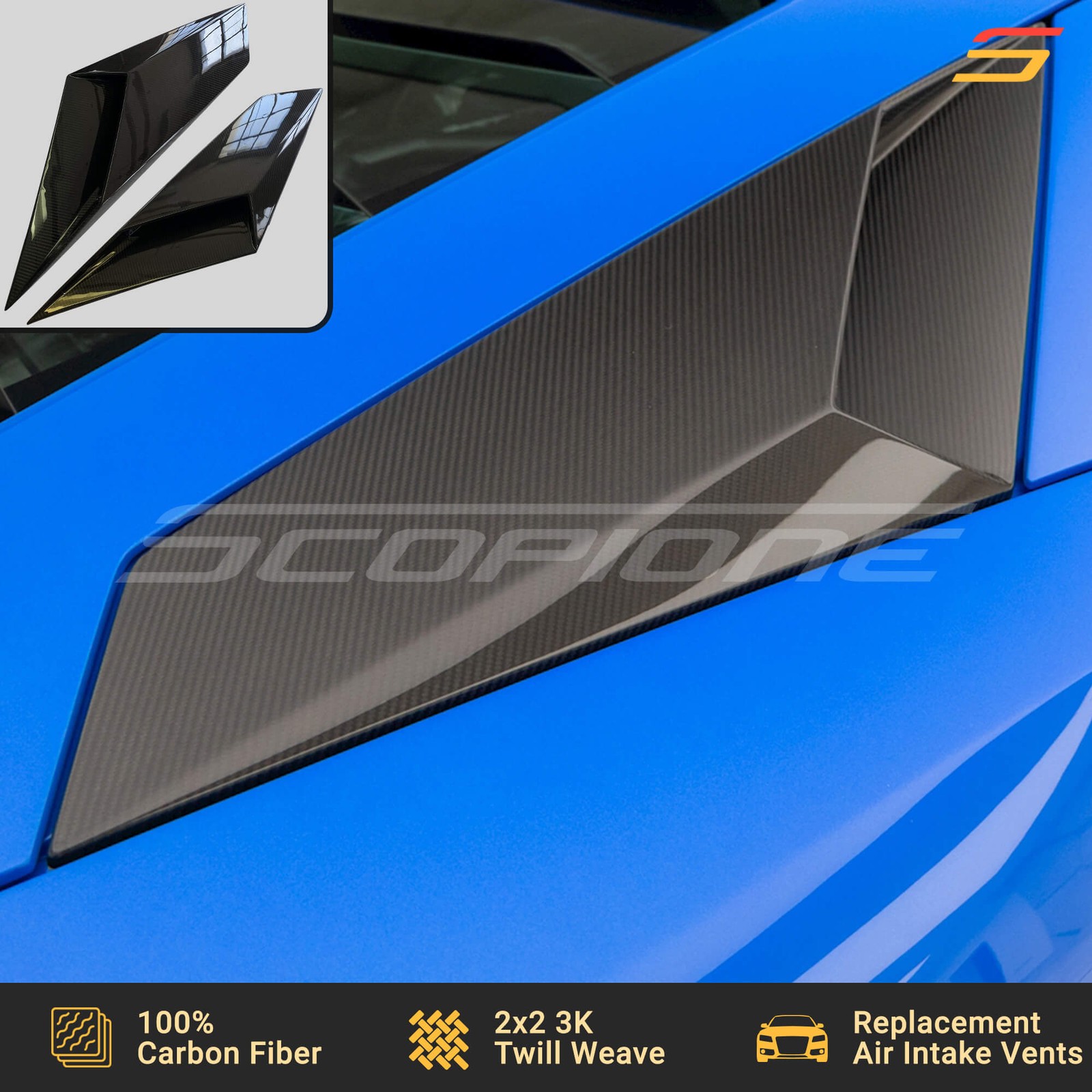 Scopione Carbon Side Air Intake Engine Vents for Lamborghini 18-22 Aventador S