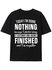 Funny Doing Nothing Slogan Pattern Print Men's T-shirt, Graphic Tee Men's Summer
