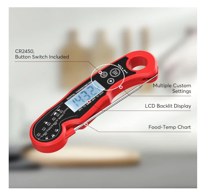 Meat Thermometer Digital for Grilling and Cooking Waterproof, BBQ, Grill, LCD