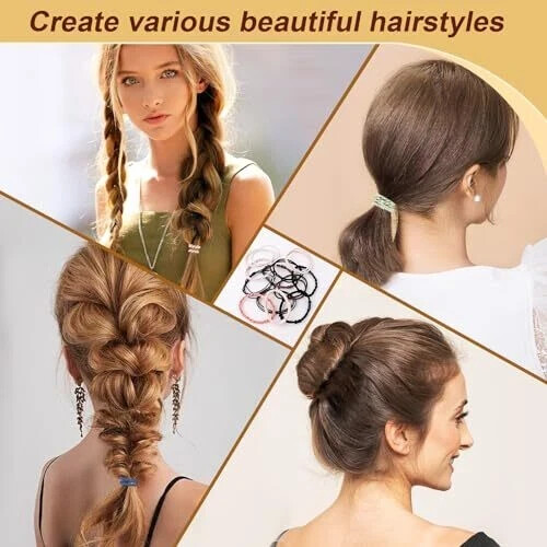 48 PCS Boho Hair Ties, Elastic Hair Tie Bracelets for Women, Cute Hair Ties No - Picture 4 of 4