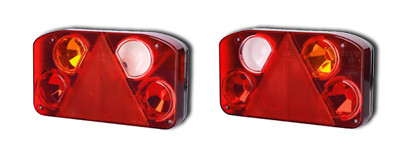 SET 2 TLG RÜCKLEUCHTEN/STOP/BLINKLEUCHTEN LAMPEN LKW ANHÄNGER REFLEXDREIECK