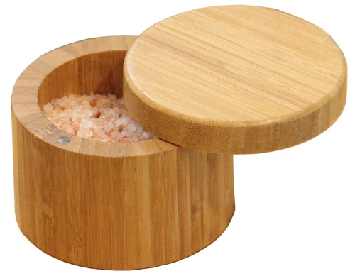 Round Bamboo Salt Box Eco-Friendly, 100% Organic bamboo, Professional-Grade