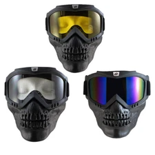 3 Birdz Skullbird Skull Masks with Goggles Clear Yellow + ReflecTech Blue Lenses