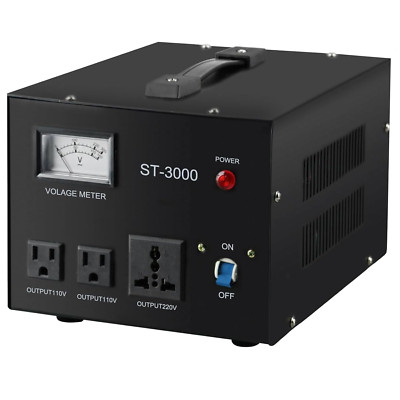 ST-3000 Voltage Transformer Converter Regulator with Voltage Meter - Step Up/Dow