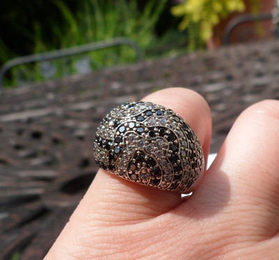 Jean Dousset Sterling Silver ct Black White Absolute Dome