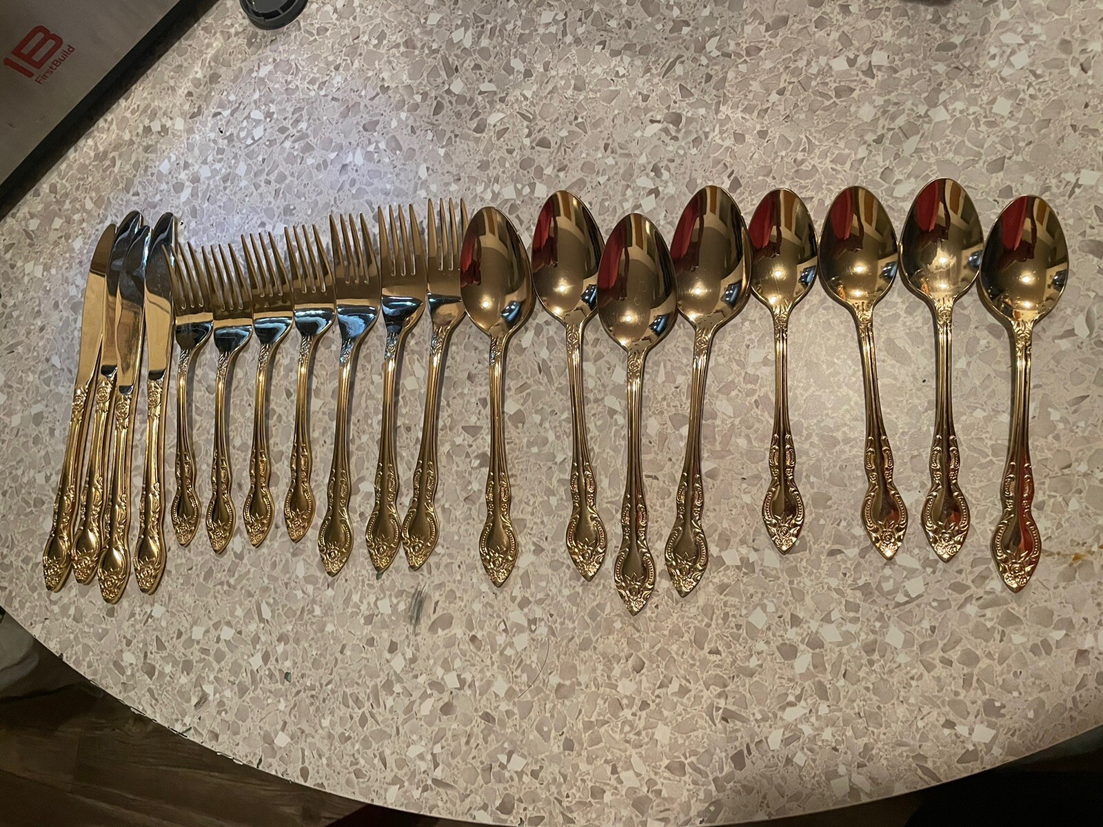 Rogers Korea Gold Plated Stainless Flatware 19 Pieces Forks Spoons Knives -AS-IS