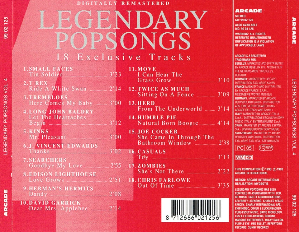 (CD) Legendary Popsongs Vol. 4 - 18 Exclusive Tracks - T. Rex, The Herd,The Move - Bild 2 von 2