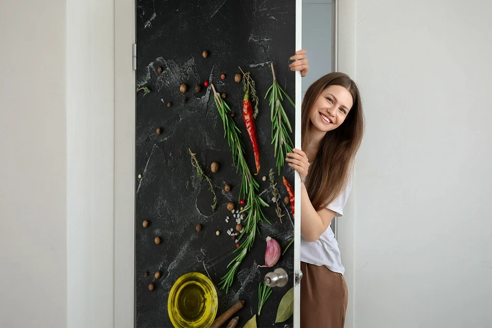 Türaufkleber Selbstklebend Klebefolie Türtapete Türposter Gewürze Gemüse - Bild 4 von 4