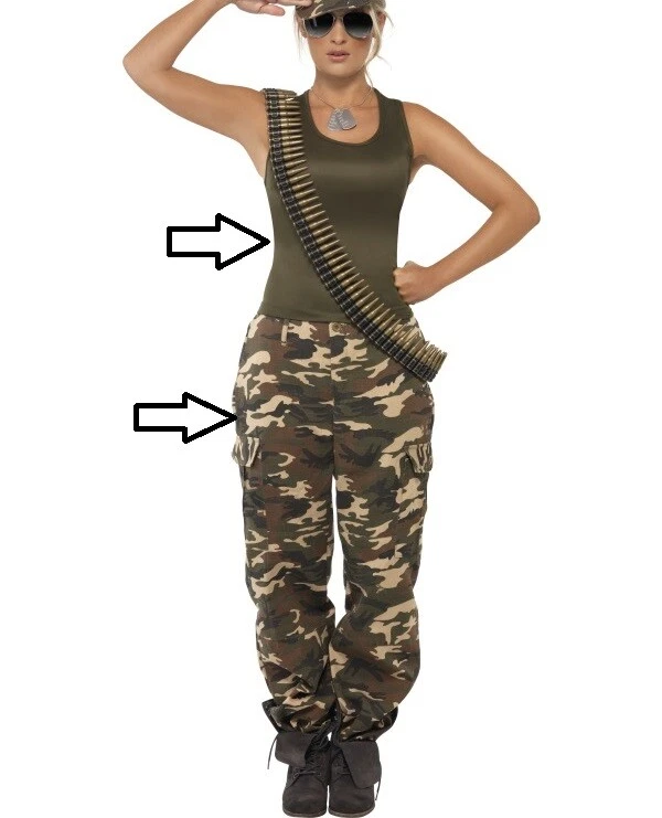 Pilot Costume Women Ladies Army Fancy Dress Costume  Soldier Camo Dress,  WW2 Pin Up Style, Free Post Army Fancy Dress Women