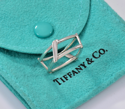 Tiffany & Co Frank Gehry Sterling Silver Open Torque Square Ring