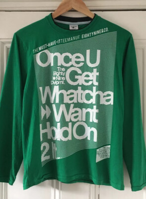 Sportage Eighty Nine Co Jungen WATCH A WANT grünes Langarm-T-Shirt XL 13 Jahre