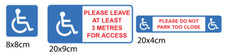 DISABLED ACCESS CAR STICKERS; WHEELCHAIR MOBILITY DRIVER VAN WAV WARNING SPACE