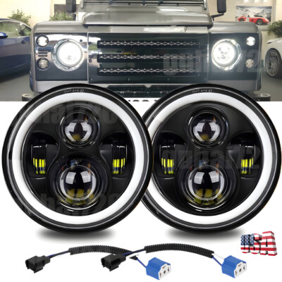 7'' LED Headlight Projector Halo Ring Drl for Land Rover Defender 90 Range Rover