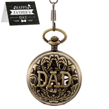 Men's Retro Mechanical Skeleton DAD Pendant Pocket Watch Chain Father's Day Gift