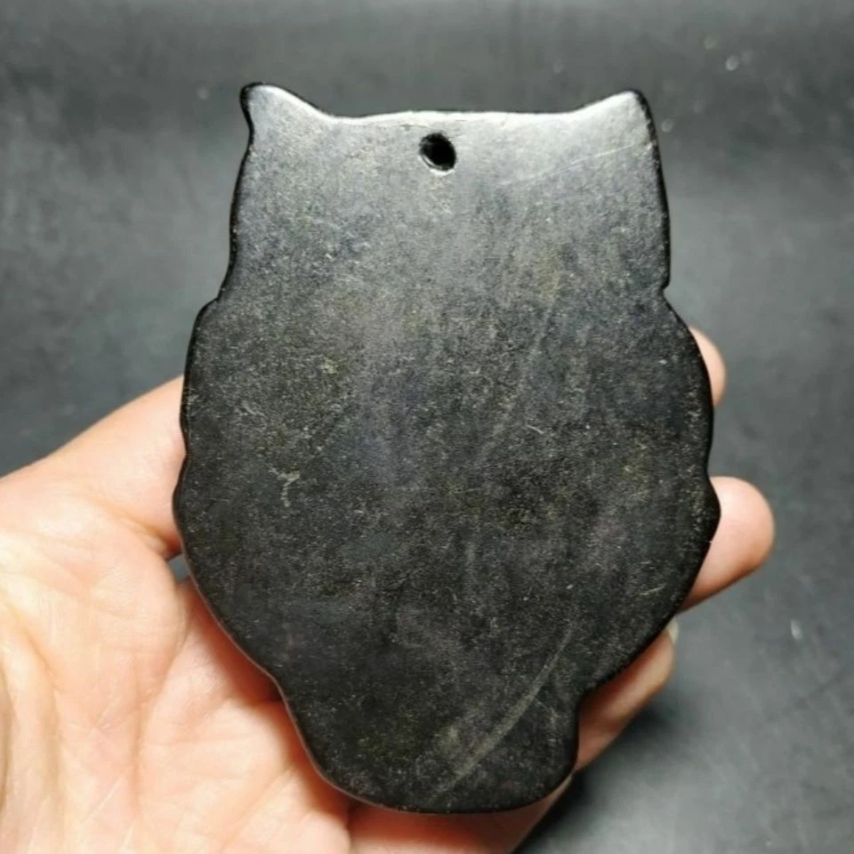 Colgante de exorcismo cara animal tallado meteorito de hierro cultura china Hongshan de 2,9" Foto 3 de 4