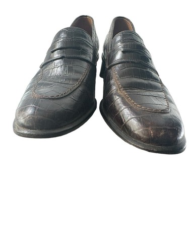 Lauren Ralph Lauren Women's Penny Loafers Sz 6b- Brown Croc Print- Block Heel- - Picture 5 of 17