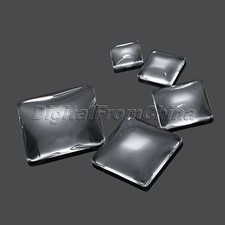 Square Clear Transparent Glass Cabochon Dome Flat Back Crystal Magnify Base Cove