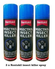 3 x Insect Bug Killer Spray Rentokil Insectrol Fleas Ant Pest Bed Bugs Dust Mite
