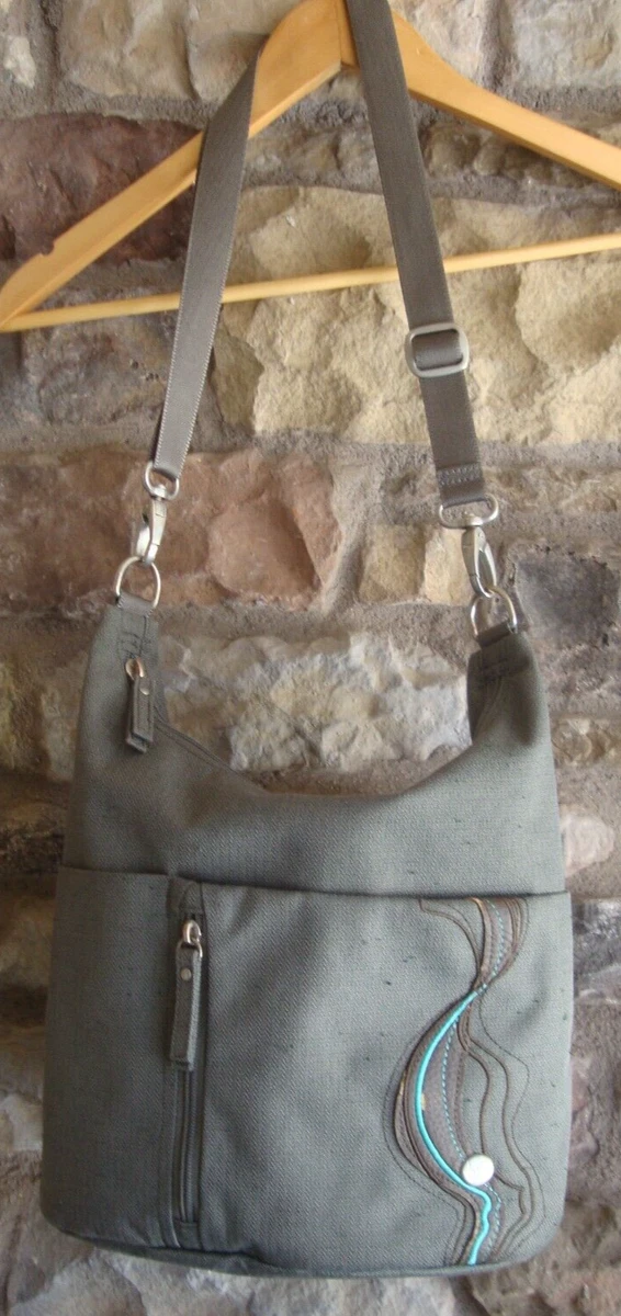 Haiku Olive Green Gray Crossbody Purse Recycled Multi Pocket