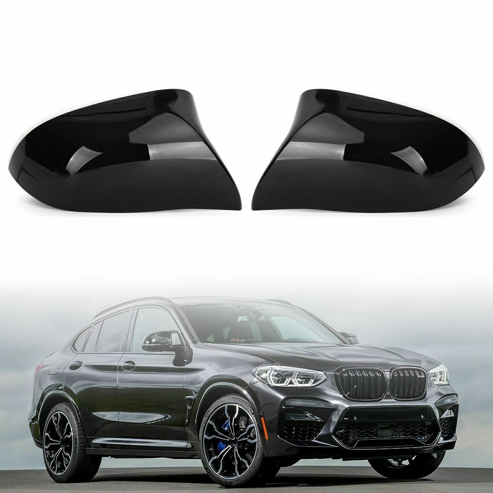 Fit BMW X3 X4 X5 X6 2014-2018 2015 2016 17 2x Rear Side Mirror Covers Caps  Pair