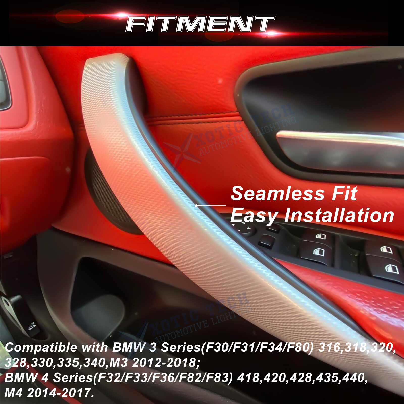 Door Pull Handle Covers For BMW 3 Series 2012-2018, 4 Series 2014-17, Front Side