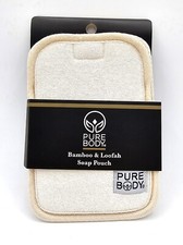 PURE BODY Loofah Soap Pouch Exfoliates Dead Skin Cells For Vibrant Skin, Natural