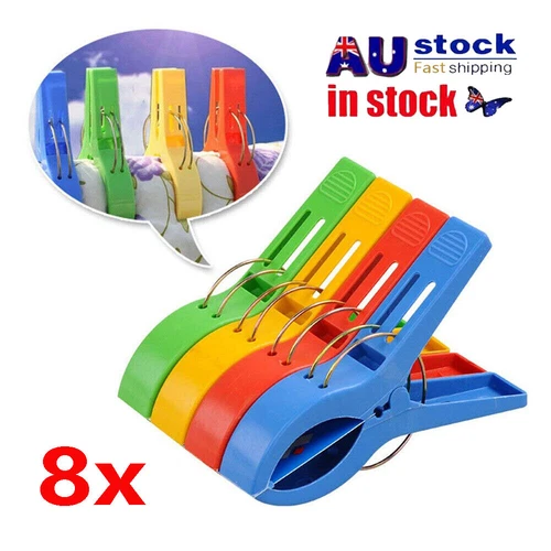 8xClips Windproof Pegs Large Clamp Fit for Clothes Beach Towel Home Drying Racks