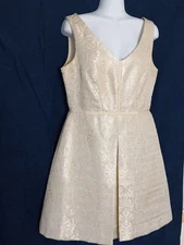 Ivy + Blu Cocktail Dress  Modcloth Ivory Silver Brocade Size 10