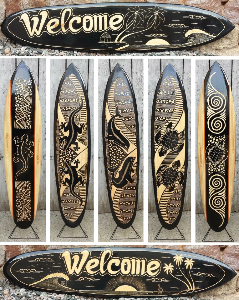 Über 100 Designs im Shop, 160 cm Deko Surfboard aus Holz Surfbrett Schnitzerei - Bild 1 von 1