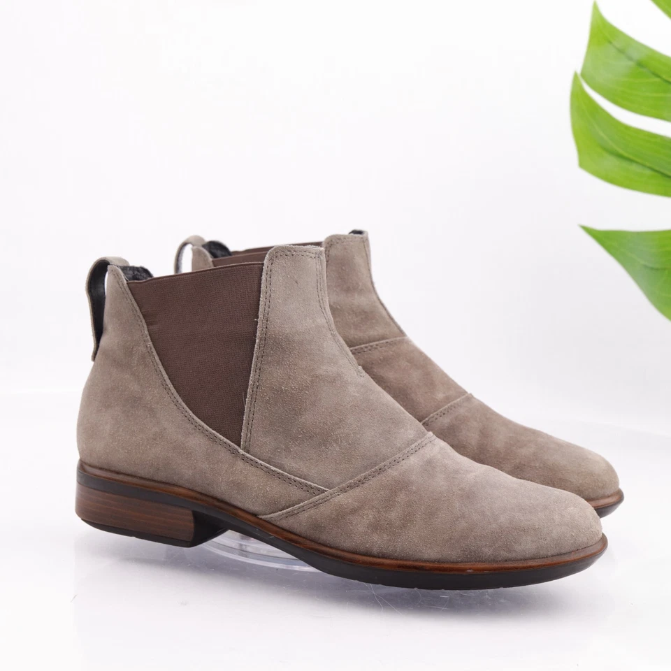 Bota Feminina Naot Ruzgar Tamanho 40 10 Chelsea Pull On Taupe Tan Camurça Confortável - Imagem 2 de 4