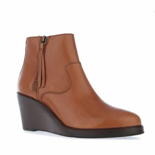 Wedge Heel Leather Boots 
