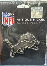 NFL Detroit Lions Football Auto Emblem Solid Metal - Antique Nickel Finish