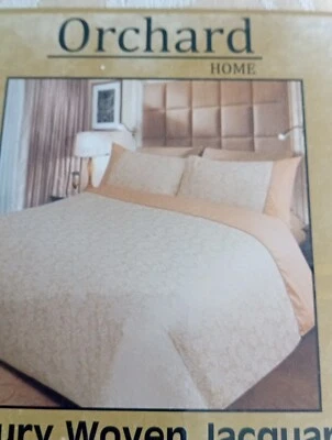 duvet cover set single Orchard Home Gold Colour Luxury Woven Jacquard Bed Linen