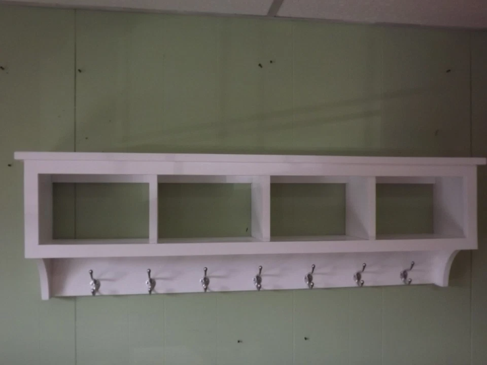 Perchero grande para colgar en la pared 4 cubículos con almacenamiento para entrada Foto 2 de 4