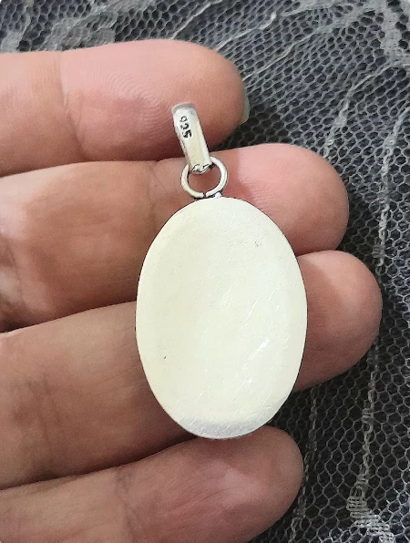 COLLANA PENDENTE PIETRA DI LUNA E ARGENTO MASSICCIO 925 - Immagine 4 di 4