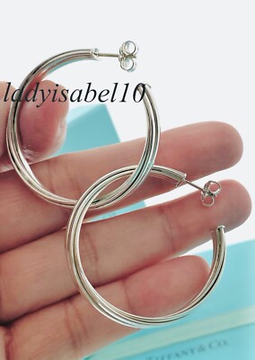 Tiffany Co Picasso Melody Hoop Earrings Silver w/ Box