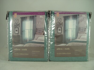 Allen Roth 2pc Palma II 84-in Teal Polyester Semi-sheer Single Curtain ...