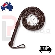 8 Feet Long 12 Plaits Bullwhip Fully Handmade Dark Brown Genuine Cowhide Whips