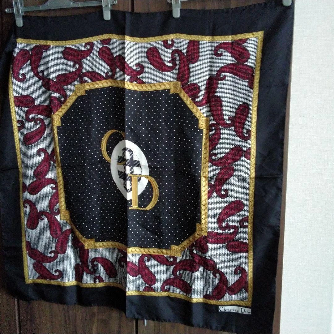 Foulard Christian Dior noir or soie motif cachemire femme France 113297