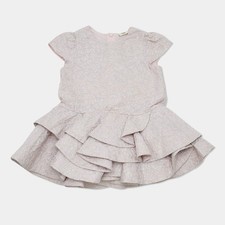 Fendi Kids Pink Lurex Jacquard Ruffled Dress 24M